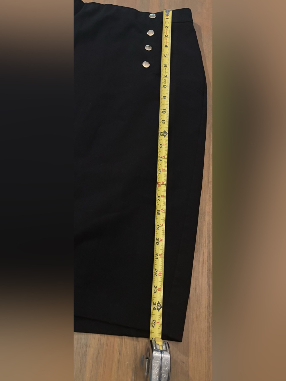 Ann Taylor Black Sailor-Style High-Waist Button Pencil Skirt (25" Length) - Picture 14 of 14